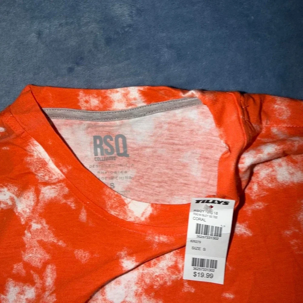 RSQ orange and teal tie-dye t-shirt